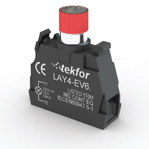 Ламповый блок Tekfor LAY4-EV06L4-220V со встроенным светодиодом красный фото Ламповый блок Tekfor LAY4-EV06L4-220V со встроенным светодиодом красный картинка